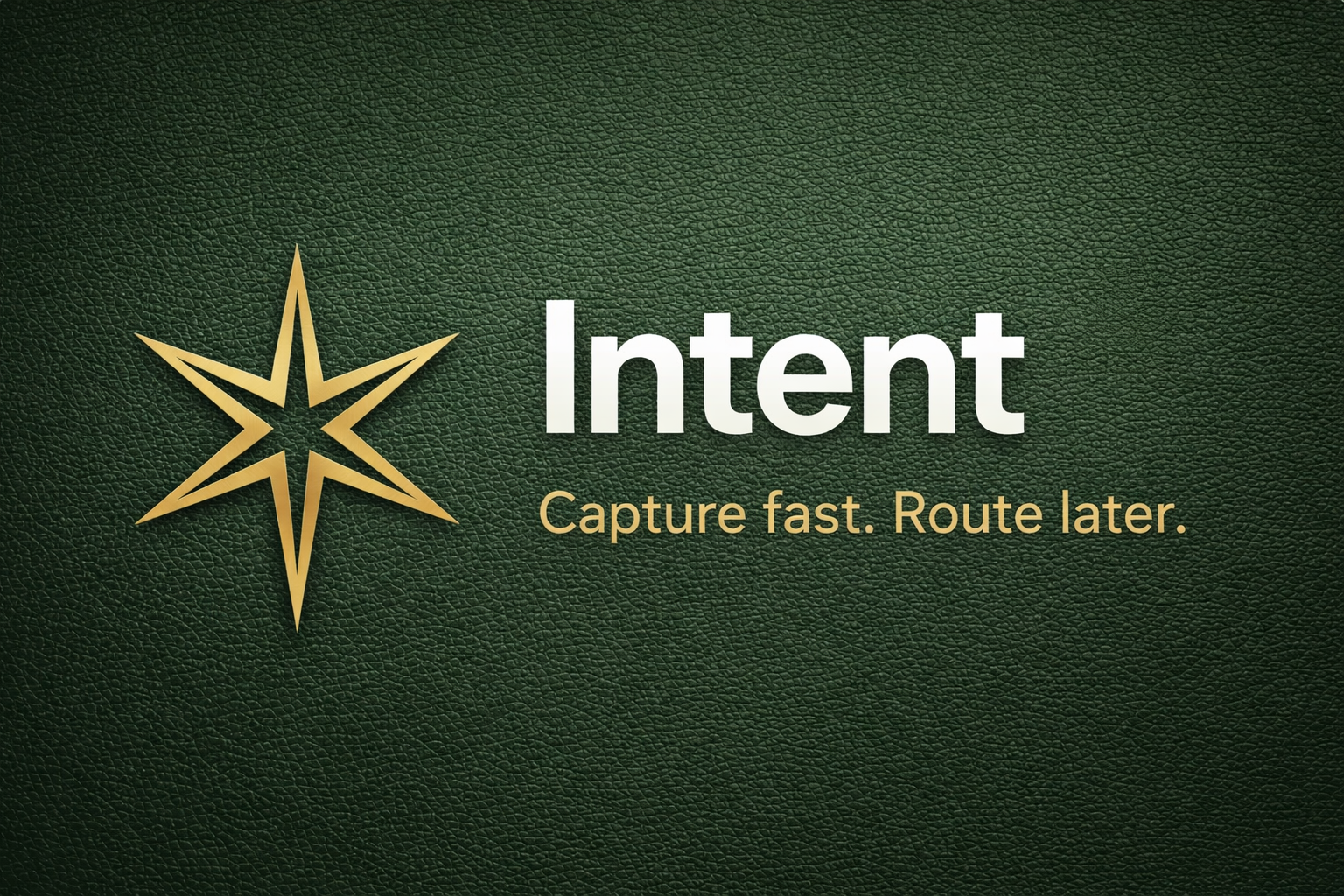 Intent brand image with logo and tagline